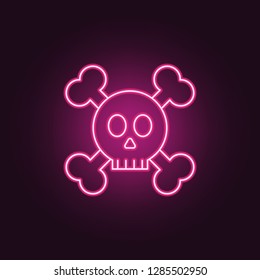 skull and Bones icon. Elements of Crime Investigation in neon style icons. Simple icon for websites, web design, mobile app, info graphics