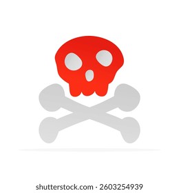 skull and bones icon, flat colored vector. modern and minimalist design