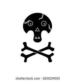 Skull with bones icon for Halloween. Funny skull. sign of danger to life. skull and crossbones.
