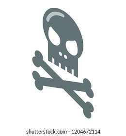 Skull and bones icon. Isometric of skull and bones vector icon for web design isolated on white background