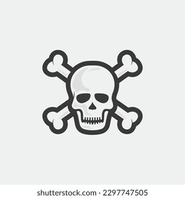 skull and bones icon logo design vector graphic illustration