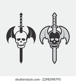 skull and bones icon logo design vector graphic illustration