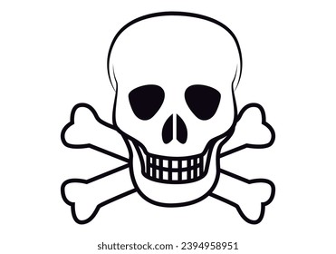 Skull and bones icon on white background.