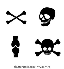 Skull and bones icon set isolated on white background. Vector art.