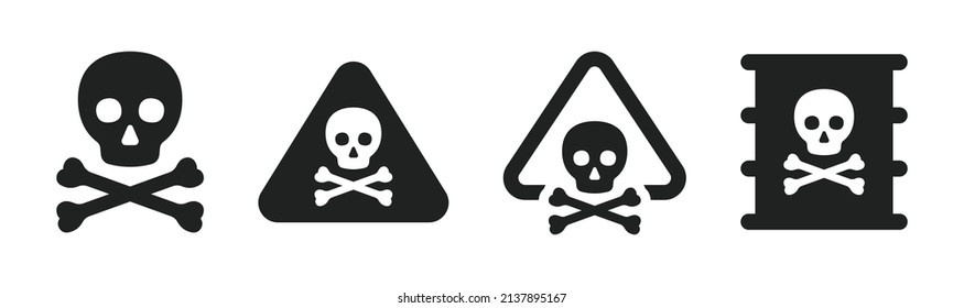 Skull and bones icon sign. Toxic product sign collection.