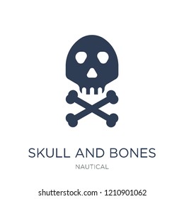 Skull and bones icon. Trendy flat vector Skull and bones icon on white background from Nautical collection, vector illustration can be use for web and mobile, eps10