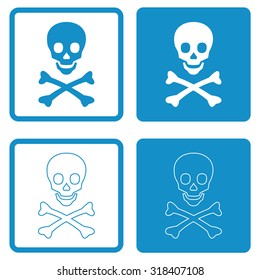 Skull and bones icon . Vector illustration
