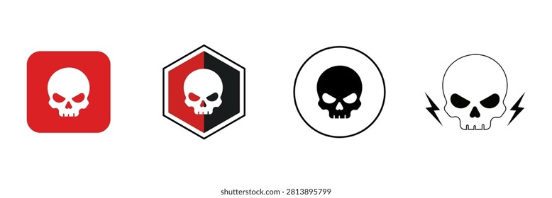 Skull and bones illustration. Danger Skull Icon Set with Fire and Speed Effect. Skull icon design for t-shirt. Vector Illustration