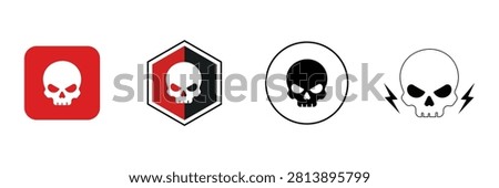 Skull and bones illustration. Danger Skull Icon Set with Fire and Speed Effect. Skull icon design for t-shirt. Vector Illustration