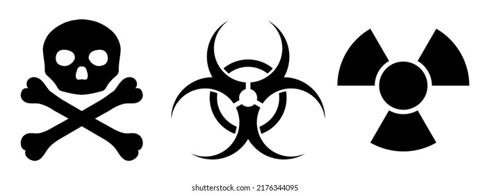 skull and bones, isolated icon, biohazard sign