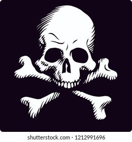 Skull and bones. Isolated. Vector illustration