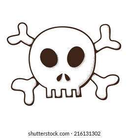 Skull and bones. Jolly Roger symbol. Halloween design element. Eps 10 vector illustration.