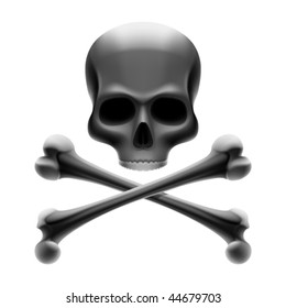 Schäle mit Knochen. Jolly Roger. Vektorgrafik.