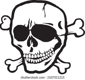 Calavera con huesos como bandera pirata