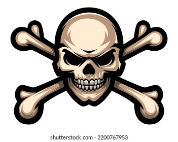 Skull and bones logo. Pirate symbol, Jolly Roger.