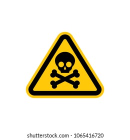 Skull and bones logo warning attention icon. Poison symbol. Flat Vector illustration. Vector attention sign with exclamation mark icon. risk sign vector illustration.