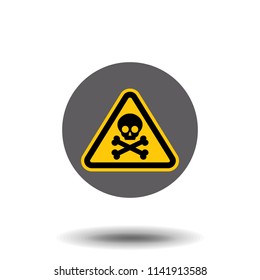Skull and bones logo warning attention icon. Poison symbol. Flat Vector illustration. Vector attention sign with exclamation mark icon. risk sign vector illustration.