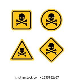 Skull and bones logo warning attention icon. Poison symbol. Flat Vector illustration. Vector attention sign with exclamation mark icon. risk sign vector illustration.