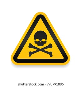 Skull and bones logo warning attention icon. Poison symbol. Flat Vector illustration. Vector attention sign with exclamation mark icon. risk sign vector illustration.