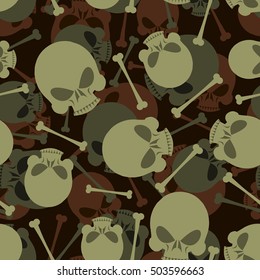 Skull and Bones military pattern. Skeleton army ornament. Death camouflage texture