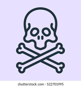 Skull And Bones Minimalistic Flat Line Outline Stroke Icon Pictogram Symbol
