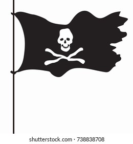 skull with bones on black, pirate flag
