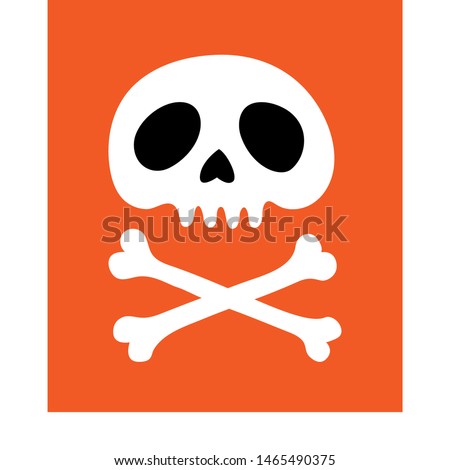 
Skull and bones on a orange background. Scenery for the holiday of Halloween. Symbol of piracy. Vector cartoon illustration.