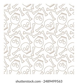 Skull and bones on a white background. Seamless vector pattern for fabric, wallpaper and wrapping paper