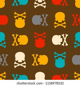 Skull and Bones pattern seamless. death background. Crossbones skeleton ornament. Vector texture
