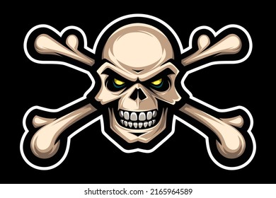 Skull and bones. Pirate symbol, Jolly Roger flag.