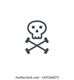 Skull and bones related vector glyph icon. Isolated on white background. Vector illustration.