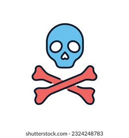 Skull and bones related vector icon. Symbol of death and pirates. Skull and bones sign. Isolated on white background. Editable vector illustration