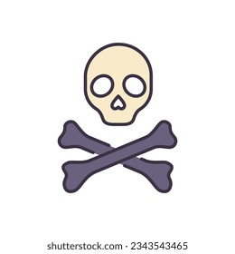 Skull and bones related vector icon. Symbol of death and pirates. Skull and bones sign. Isolated on white background. Editable vector illustration