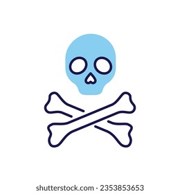 Skull and bones related vector icon. Symbol of death and pirates. Skull and bones sign. Isolated on white background. Editable vector illustration