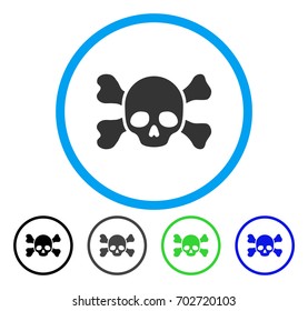 Skull And Bones rounded icon. Vector illustration style is a flat iconic symbol inside a circle, black, grey, blue, green versions. Designed for web and software interfaces.