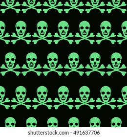 Skull and Bones seamless background typography graphics, bandana fashion design - vectors
