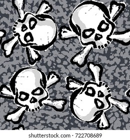 Skull with bones seamless pattern