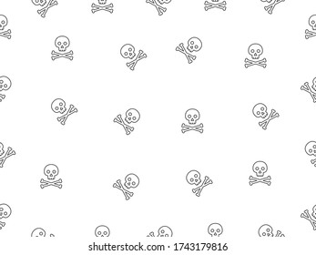 Skull with bones seamless pattern background vector illustration.