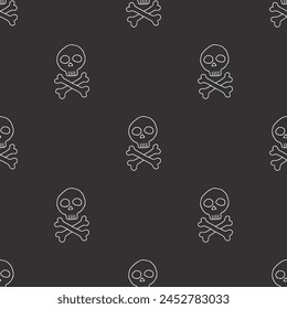 Skull and bones Seamless Pattern. Cartoon Pirate elements and objects. background. Vector illustration.