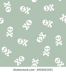 Skull and bones Seamless Pattern. Cartoon Pirate elements and objects. background. Vector illustration.