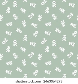 Skull and bones Seamless Pattern. Cartoon Pirate elements and objects. background. Vector illustration.