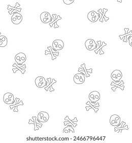 Skull and bones Seamless Pattern. Cartoon Pirate elements and objects. background. Vector illustration.