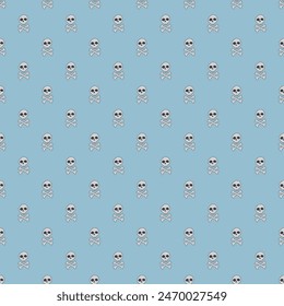 Skull and bones Seamless Pattern. Cartoon Pirate elements and objects. background. Vector illustration.