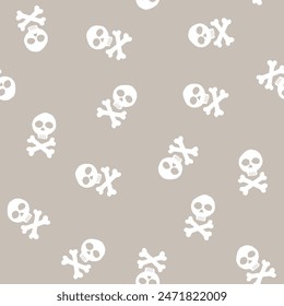 Skull and bones Seamless Pattern. Cartoon Pirate elements and objects. background. Vector illustration.