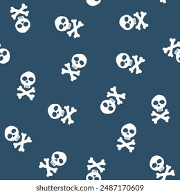 Skull and bones Seamless Pattern. Cartoon Pirate elements and objects. background. Vector illustration.