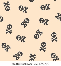 Skull and bones Seamless Pattern. Cartoon Pirate elements and objects. background. Vector illustration.