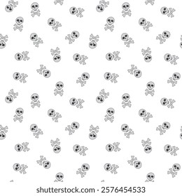 Skull and bones Seamless Pattern. Cartoon Pirate elements and objects. background. Vector illustration.