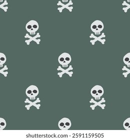 Skull and bones Seamless Pattern. Cartoon Pirate elements and objects. background. Vector illustration.