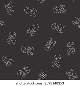 Skull and bones Seamless Pattern. Cartoon Pirate elements and objects. background. Vector illustration.