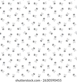Skull and bones Seamless Pattern. Cartoon Pirate elements and objects. background. Vector illustration.